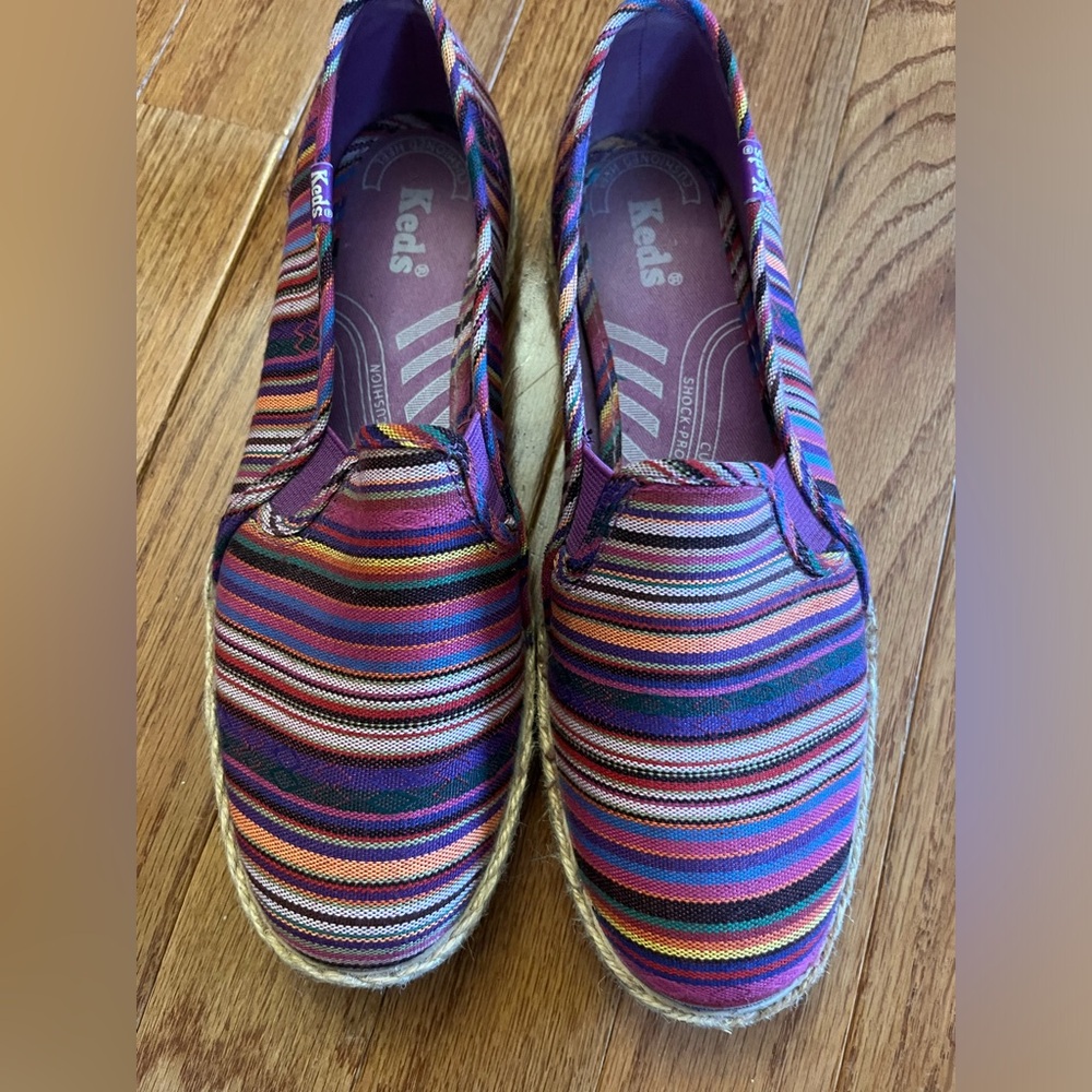 Keds Multi Stripe Slip On Espadrilles - Size 6.5